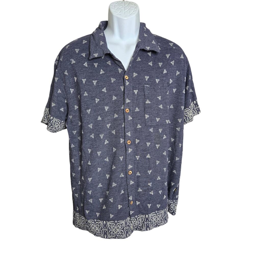 Tommy Jeans Mens Tropical Print Shirt XL Button‎ Down Cotton Blend Shell Buttons